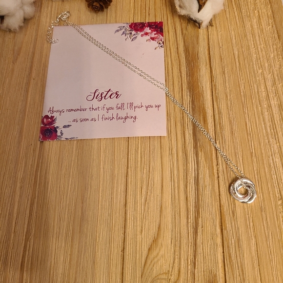 Beautiful Twisted Hoop Sister Necklace in SILVER - Picture 3 of 11